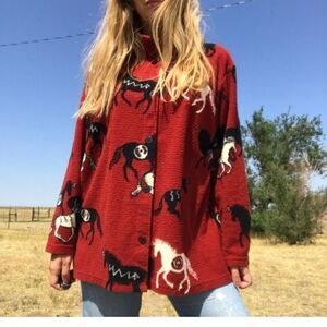 Coldwater Creek Red Horse Print Jacket